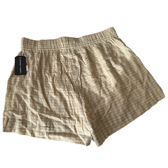 Melrose and Market Women's Plaid Drawstring Shorts Beige Size XL - Picture 2 of 6